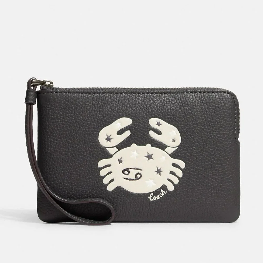Coach Zodiac Cancer Corner Zip Wristlet